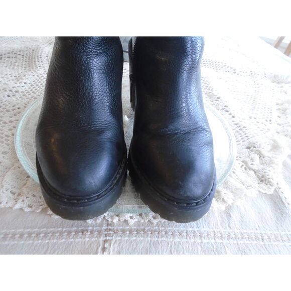 Dr Martens Magdalena Boots Women 10 Heeled Platform Zip Chunky Leather Fur Lined - Picture 8 of 10